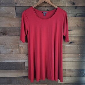 Eileen Fisher Red Stretch Knit Swing Dress/ Tunic Sz S Petite